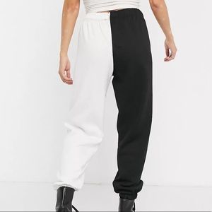 Topshop Black and White Spliced Joggers